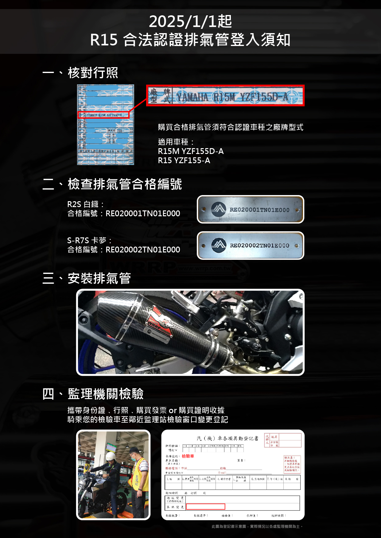 R15合法認證排氣管登入須知