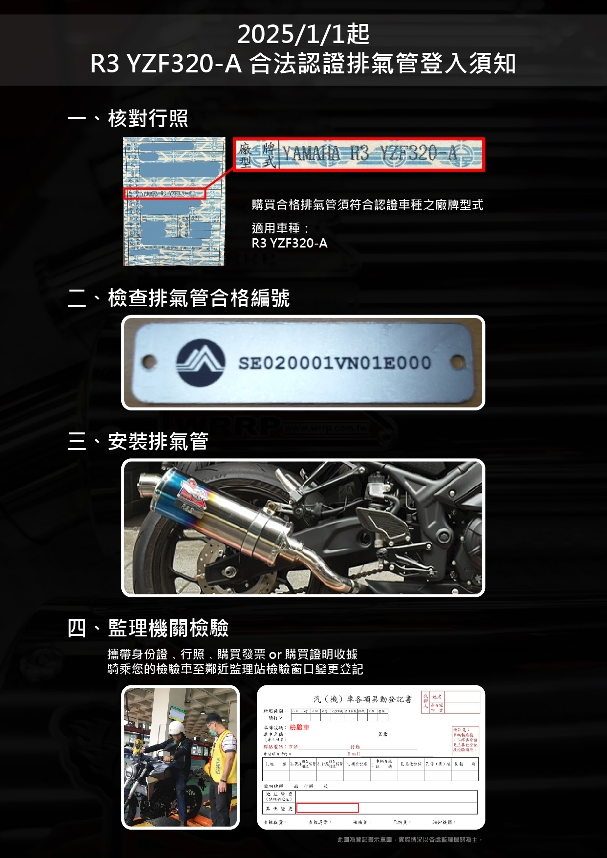 R3 YZF320-A 合法認證排氣管登入須知